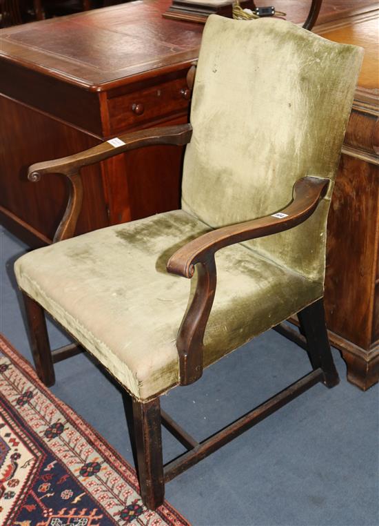 A George III mahogany Gainsborough armchair